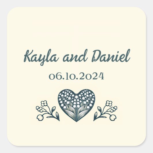Ewige Blooms Hochzeit nach Maß Quadratischer Aufkleber (Vorderseite)