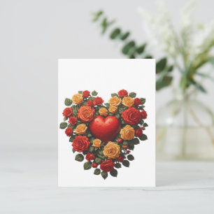 Ewige Blütenrose Herz Postkarte
