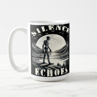 Ewige Einsamkeit: Ein Skelett durch Kaffeetasse