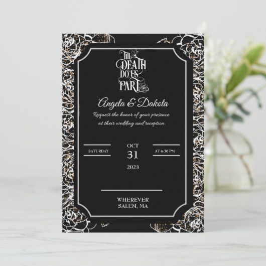 Ewige Elegance bis zum Tod tun uns Teil Hochzeit Einladung (Stehend Vorderseite)