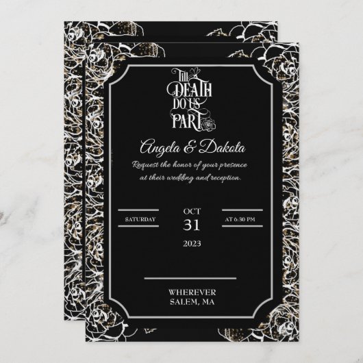 Ewige Elegance bis zum Tod tun uns Teil Hochzeit Einladung (Vorne/Hinten)