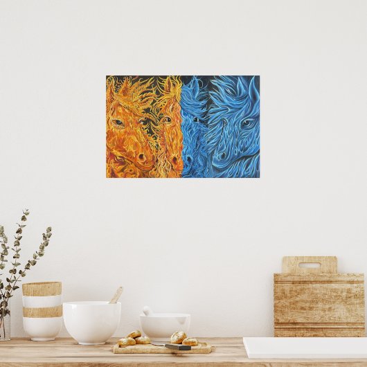 Ewige Equilibrium-Pferde-Zwillingsflame Kunst- Poster (Küche)