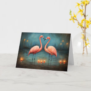 Ewige Flammen der Liebe Valentine Flamingos Karte