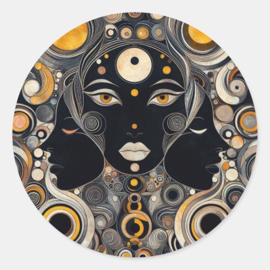 "Ewige Göttin" Runder Aufkleber (Vorderseite)