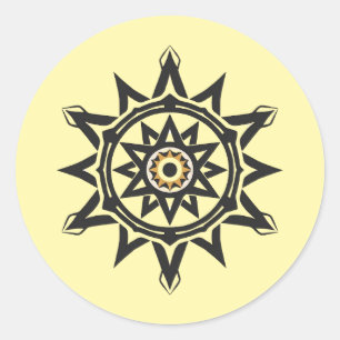 Ewige Harmonie Mandala — Göttliche Geometrie in Go Runder Aufkleber