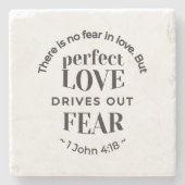 Ewige Liebe - 1 John 4:18 Biokunst Zitat Kunst Steinuntersetzer (Vorderseite)