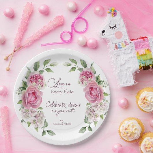 Ewige Liebe blüht Hochzeitspapierplatte Pappteller (Party)