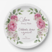 Ewige Liebe blüht Hochzeitspapierplatte Pappteller (Vorderseite)