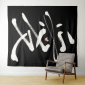 Ewige Liebe Chinesische Kalligraphie Ai Pink Herz Wandteppich (Beispiel (Horizontal))