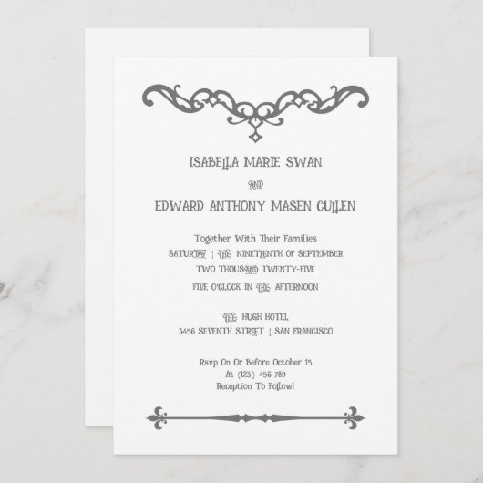 Ewige Liebe einfach Bella und Edward Wedding Einladung (Vorne/Hinten)