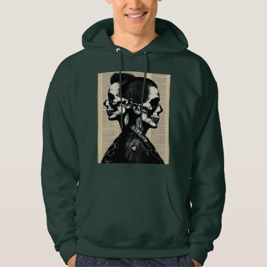 Ewige Liebe: Gothic Punk Skull Hoodie (Vorderseite)