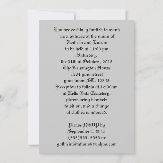 Ewige Liebe Gothic Vampire Hochzeit Einladung (Rückseite)