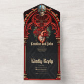 Ewige Liebe im Schatten der Rose. All In One Einladung (Innen Boden)