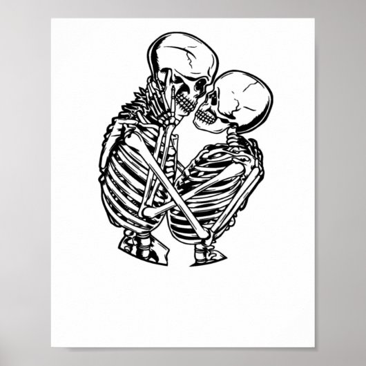 Ewige Liebe Skelette mit Sticker Poster (Vorne)