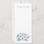 Ewige Liebe White Blume Blue Leaf Wedding MENU Einladung (Rückseite)