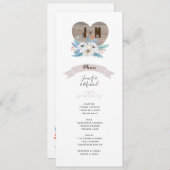 Ewige Liebe White Blume Blue Leaf Wedding MENU Einladung (Vorne/Hinten)