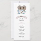 Ewige Liebe White Blume Blue Leaf Wedding MENU Einladung (Vorderseite)