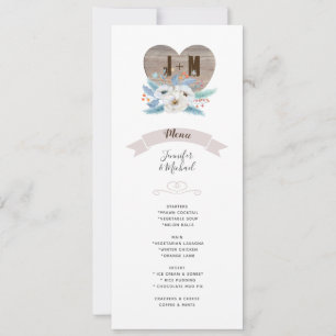 Ewige Liebe White Blume Blue Leaf Wedding MENU Einladung