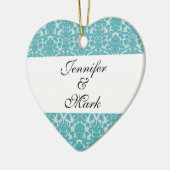 Ewige Liebe zum Bratrobinblauen Damastengestein Keramik Ornament (Links)