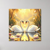 Ewige Liebe –Zwei verliebte Schwäne im Abendlicht Leinwanddruck (Vorderseite)