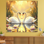 Ewige Liebe –Zwei verliebte Schwäne im Abendlicht Leinwanddruck (Insitu (Wohnzimmer))