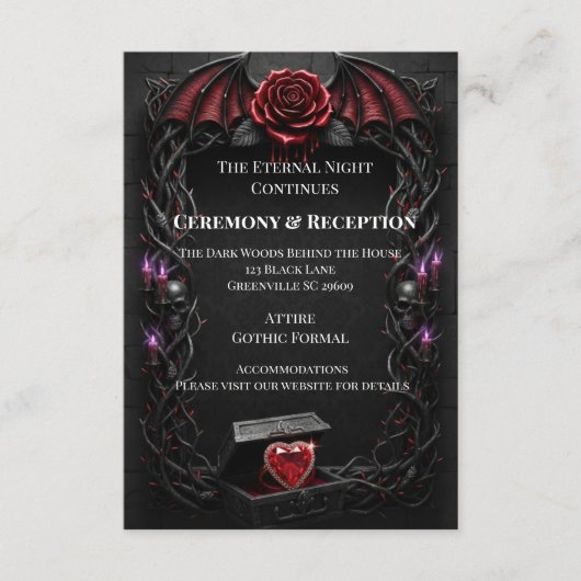 Ewige Nacht Gothic Vampir Hochzeit Dark Romance Begleitkarte (Vorderseite)
