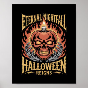 Ewige Nacht Halloween-Totenkopf-Kürbis Poster