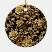 Ewige Opulenz: Schwarz-Gold-Barock-Flora Keramik Ornament (Vorne)