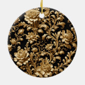 Ewige Opulenz: Schwarz-Gold-Barock-Flora Keramik Ornament (Hinten)