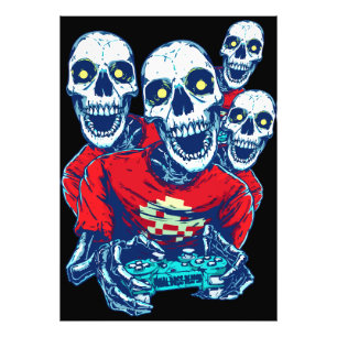 Ewige Spielbruderschaft: Das Rote Gamer-Skelett Fotodruck