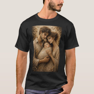 Ewige Umarmung 3D Mikro-Mosaik-Familienporträt T-Shirt