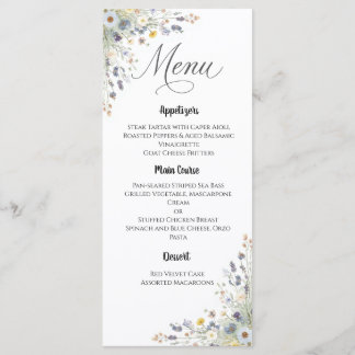 Ewige Wildblumen-Hochzeitsmenü Menükarte