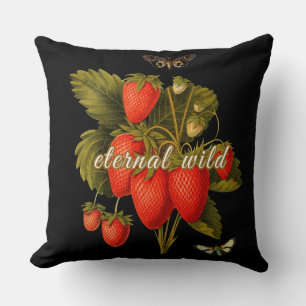 Ewige Wilde Vintage-Erdbeeren und Motten Kissen