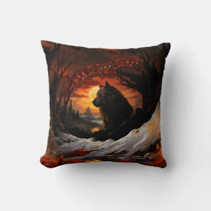 Ewige Wildnis: Schwarzer Wolfshüter Kissen