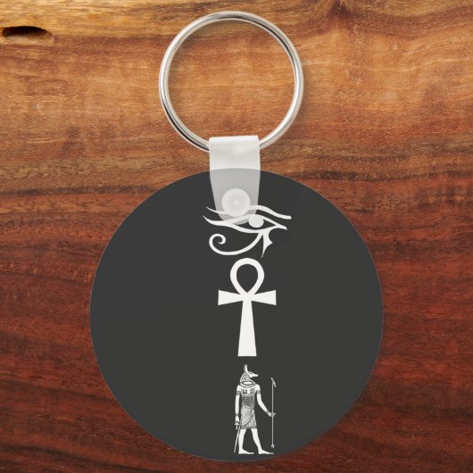 Ewiger Geist: Ägyptische Symbole in fett schwarzem Schlüsselanhänger (Vorderseite)