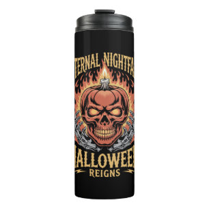 Ewiger Nachtfall Halloween-Totenkopf-Kürbis Thermosbecher