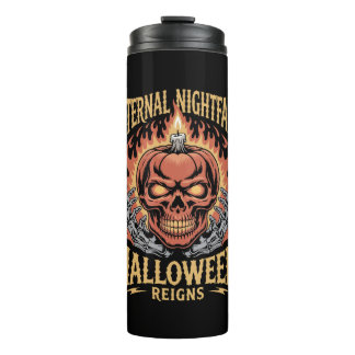 Ewiger Nachtfall Halloween-Totenkopf-Kürbis Thermosbecher