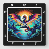 Ewiger Neon Dragon Spirit Quadratische Wanduhr (Vorderseite)