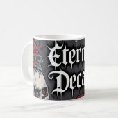 Ewiger Niedergang" Gotischer Schädel und Rose Illu Kaffeetasse (Vorderseite Links)