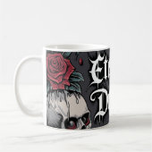 Ewiger Niedergang" Gotischer Schädel und Rose Illu Kaffeetasse (Links)
