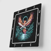 Ewiger Phoenix über Fernspitzen Quadratische Wanduhr (Winkel)