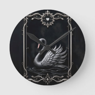 Ewiger Schwan der Liebe, für immer beginnt hier. Runde Wanduhr