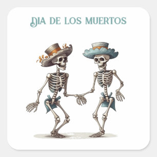Ewiger Tanz Dia de los Muertos Calaveras Quadratischer Aufkleber