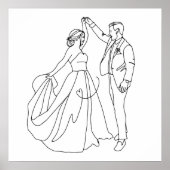 Ewiger Tanz - Minimalistische Hochzeitslinie Art Poster (Vorne)