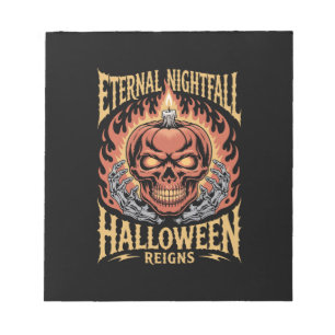 Ewiger Untergang Halloween-Totenkopf-Kürbis Notizblock