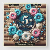 Ewiges Blut: Rustikales 5-jähriges Design Quadratische Wanduhr (Vorderseite)