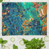 EWIGES GEZEITEN 2 Orangen-Türkis-blaues Schwarzes Küchentuch (Gefaltet)