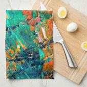 EWIGES GEZEITEN 2 Orangen-Türkis-blaues Schwarzes Küchentuch (Viertel Falte)