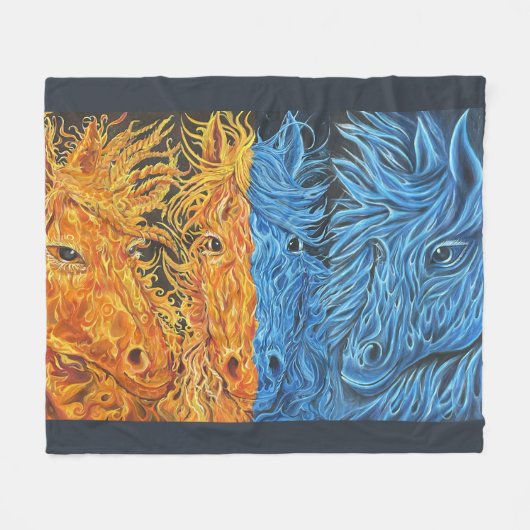 Ewiges Gleichgewicht - Pferde - Zwillingsflam Fleecedecke (Vorderseite (Horizontal))