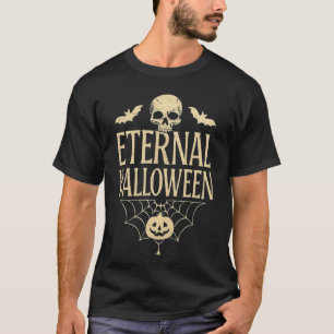 Ewiges Halloween   Totenkopf, Fledermäuse, Netz &  T-Shirt